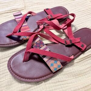 Toms Red Suede Strap with White Printed Text